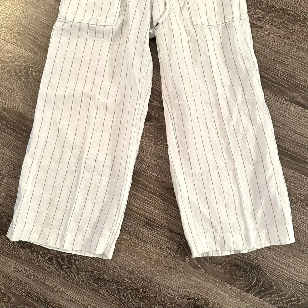 Athleta Linen Striped Bali Crop Pants Size 4